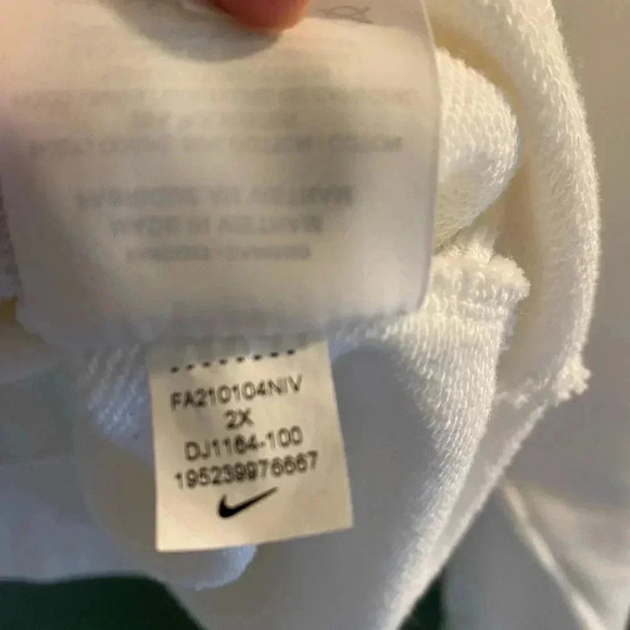 White Nike hoodie with orange/baby blue swoosh. Cropped 2X - Picture 6 of 6